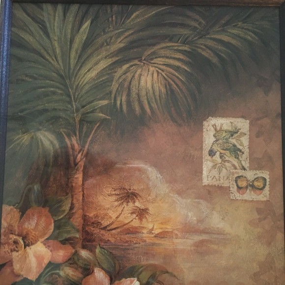 Pamela Gladding Framed Matted Print West Indies Sunset Tropical Floral Palm Tree - Picture 4 of 10